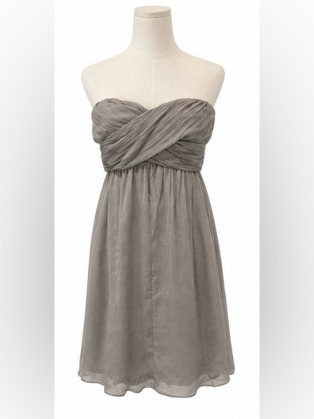 J.Crew Size 6 Gray 100% Silk Strapless Ruched Cocktail Dress
